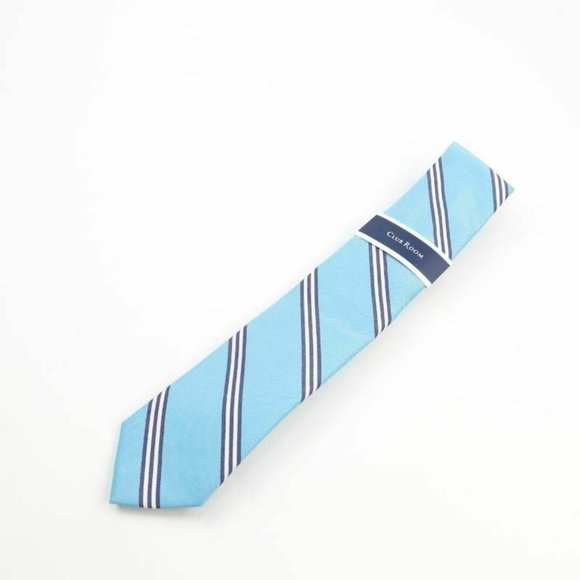 Club Room Mens Tie Necktie Blue White Cranston Str